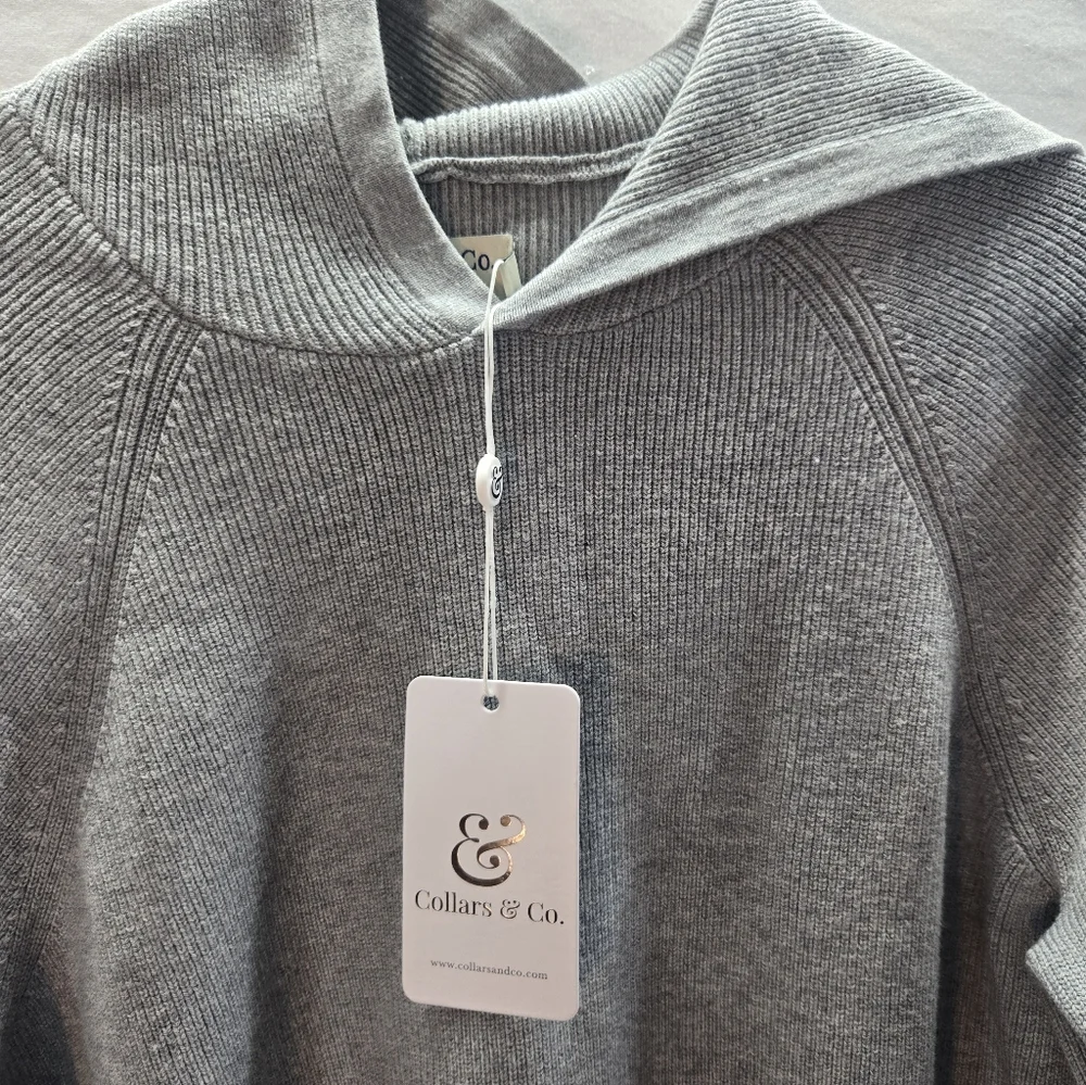 Collars & Co Men's Large Gray Double Knit Premium Cotton Hoodie Sweater New